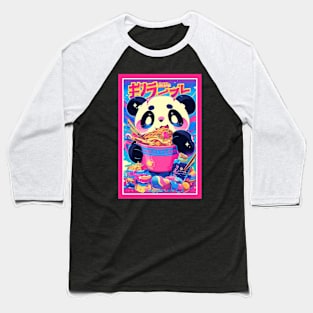 Anime Cute Panda eating Ramen | Cute Anime Panda Kawaii Design Baseball T-Shirt